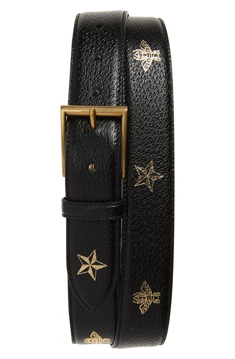 gucci belt with bees and stars print|Gucci bee belt.